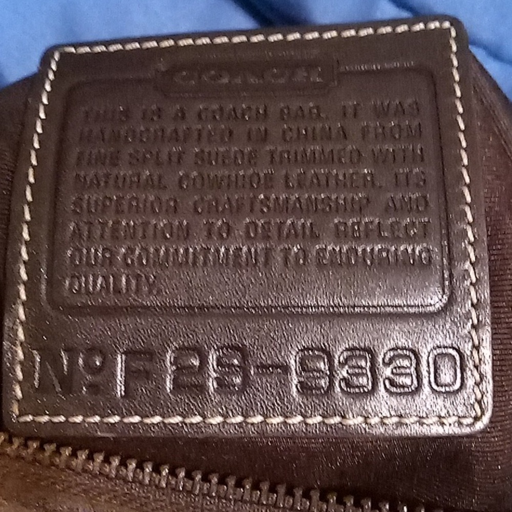 Coach Brown Leather Shoulder Bag with Distressed Peace Sign - Picture 7 of 7